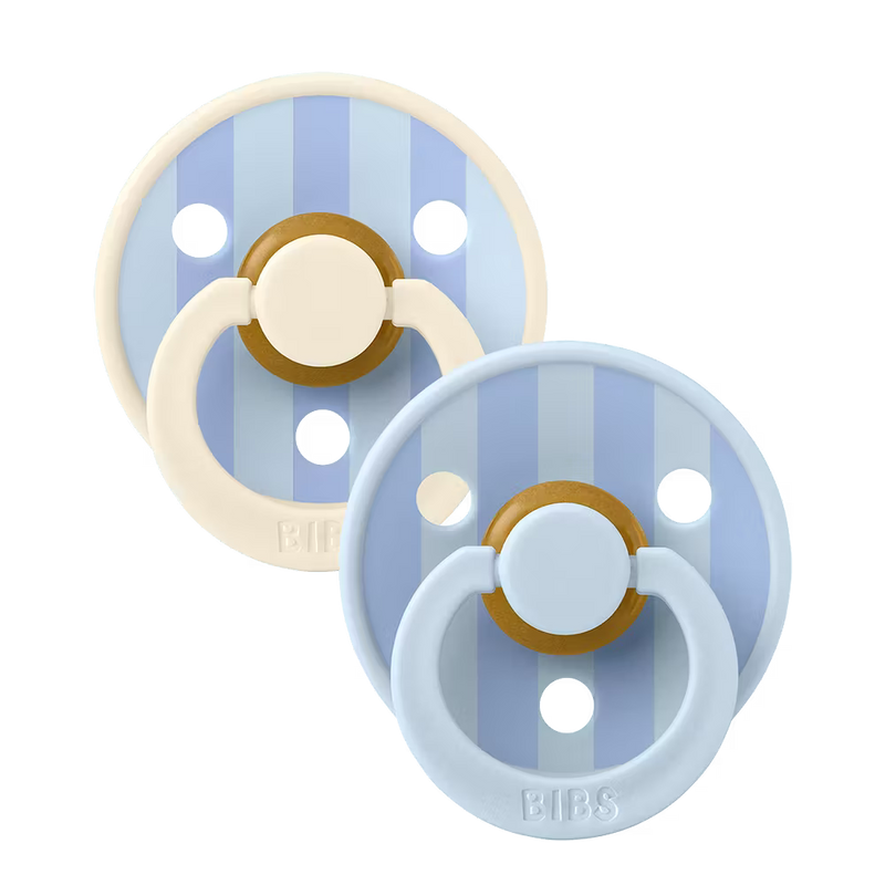 BIBS STUDIO Colour Pacifiers 2 Pack Block | Baby Blue / Dusty Blue mix