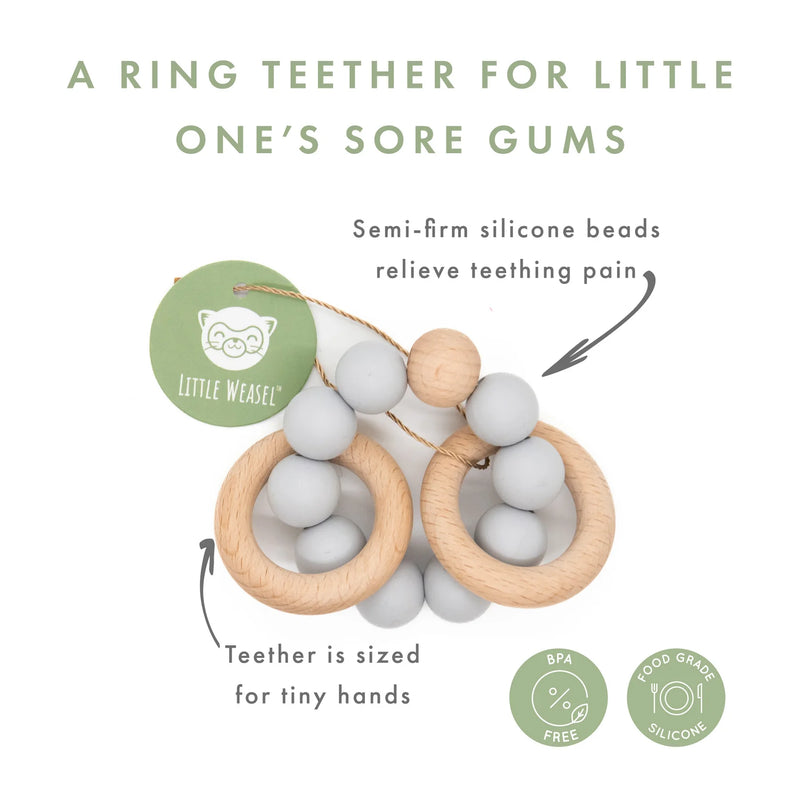 Teether Ring with Beads & Beachwood