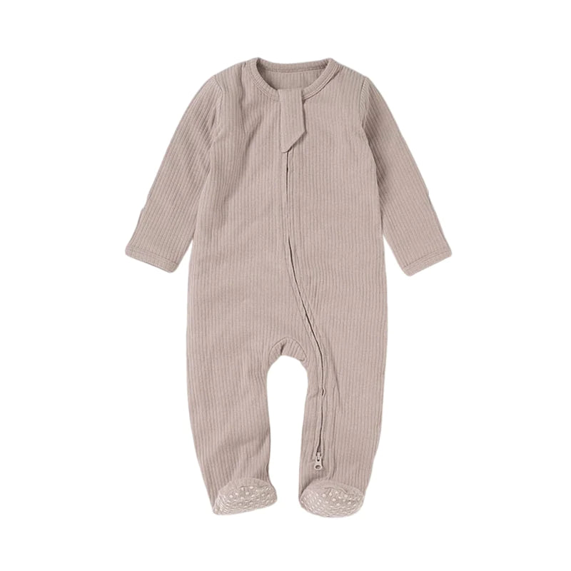 Organic Rib Zipsuit with Footies & Mittens