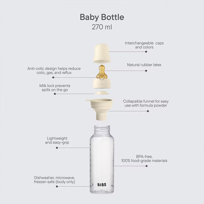 BIBS Baby BPA-Free PP Bottle Set 270ml Latex | Sage