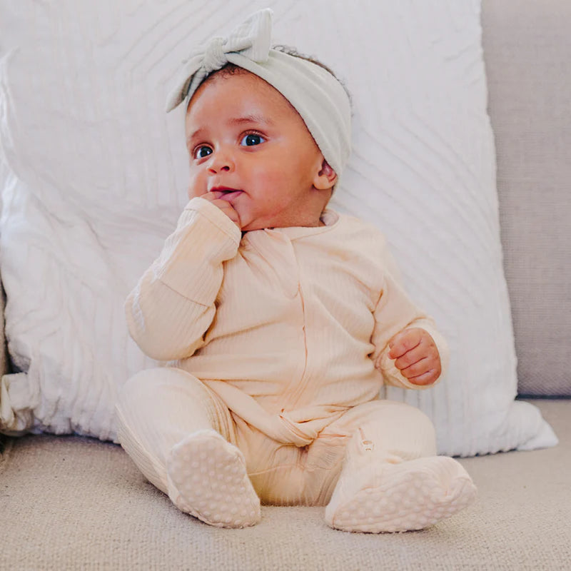 Organic Rib Zipsuit with Footies & Mittens