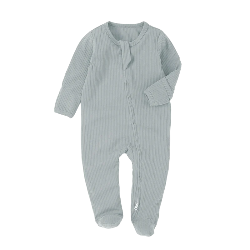 Organic Rib Zipsuit with Footies & Mittens
