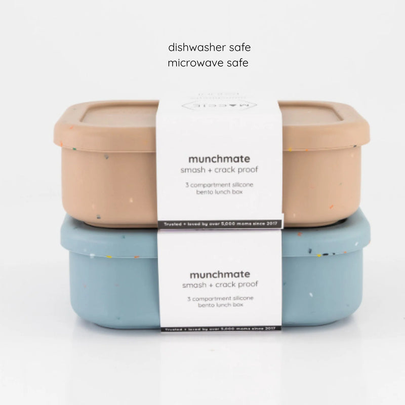 Munchmate Silicone Lunch Box (3 Compartments) | Baby Blue Speckles