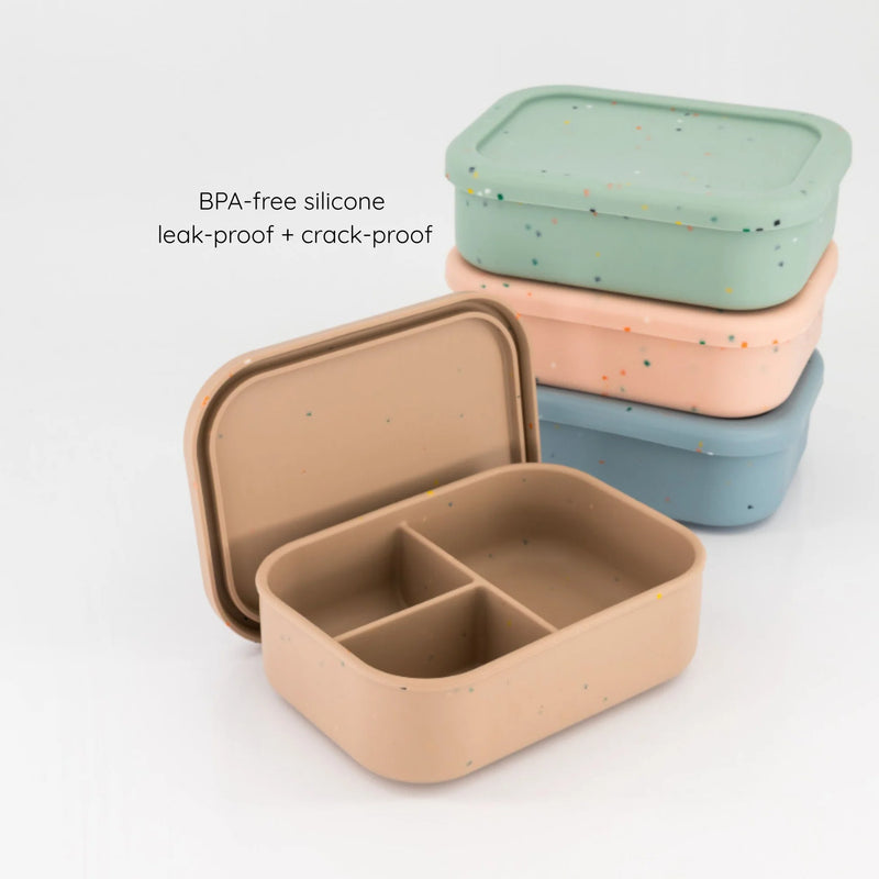 Munchmate Silicone Lunch Box (3 Compartments) | Baby Blue Speckles