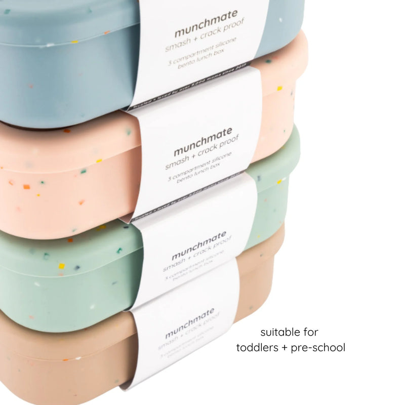 Munchmate Silicone Lunch Box (3 Compartments) | Baby Blue Speckles
