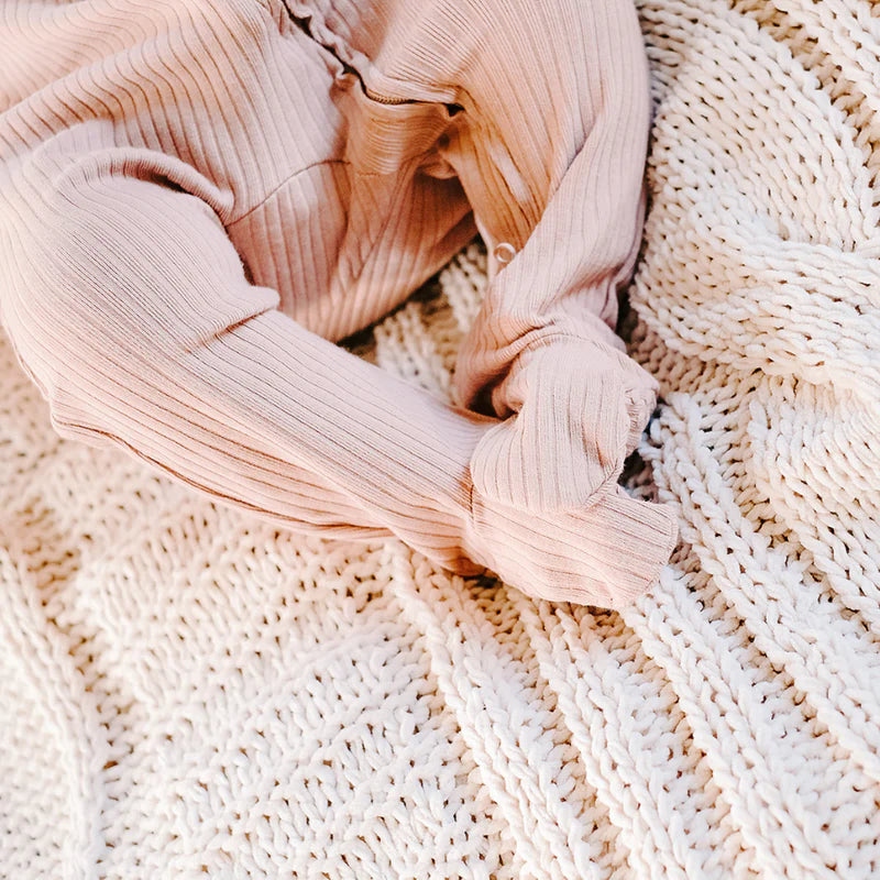 Organic Rib Zipsuit with Footies & Mittens