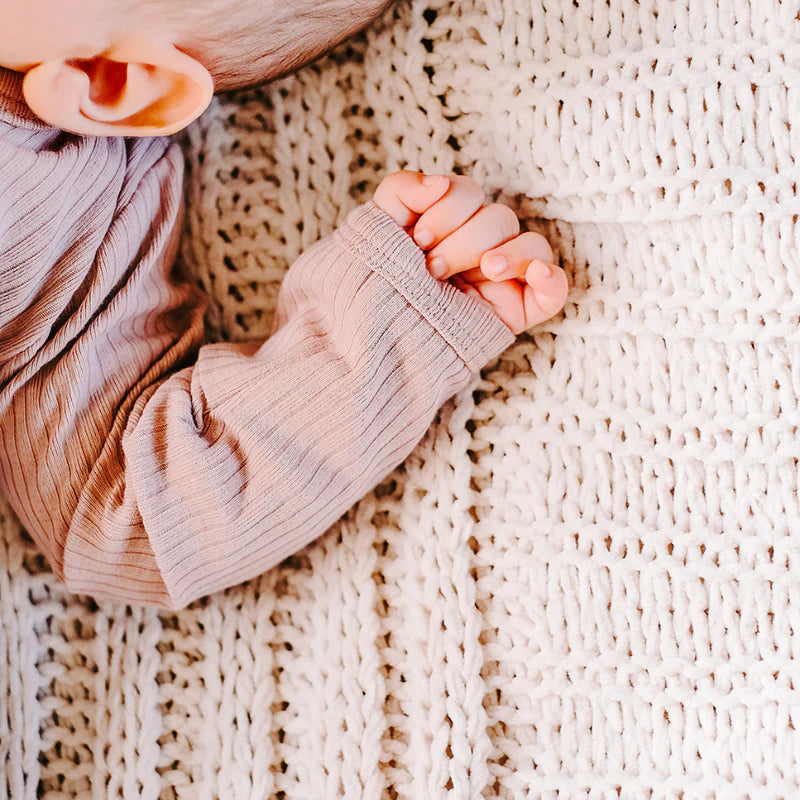 Organic Rib Zipsuit with Footies & Mittens
