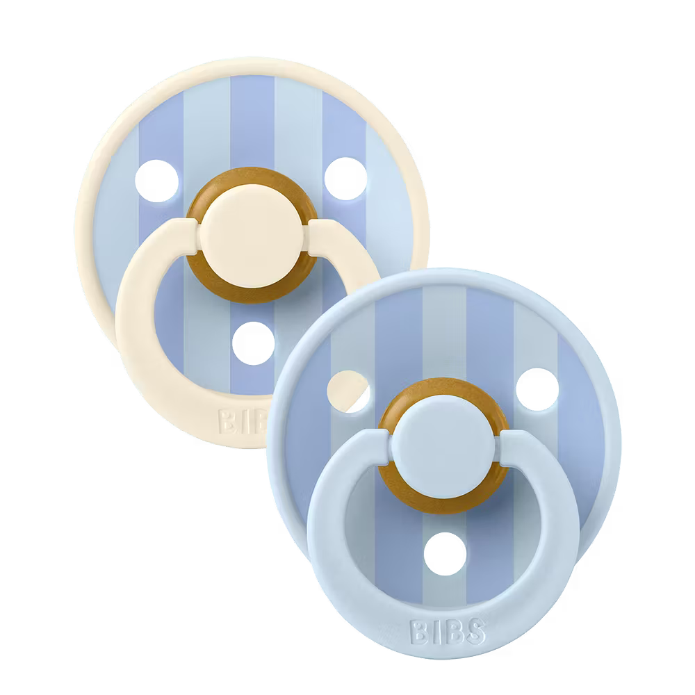 BIBS STUDIO Colour Pacifiers 2 Pack Block | Baby Blue / Dusty Blue mix