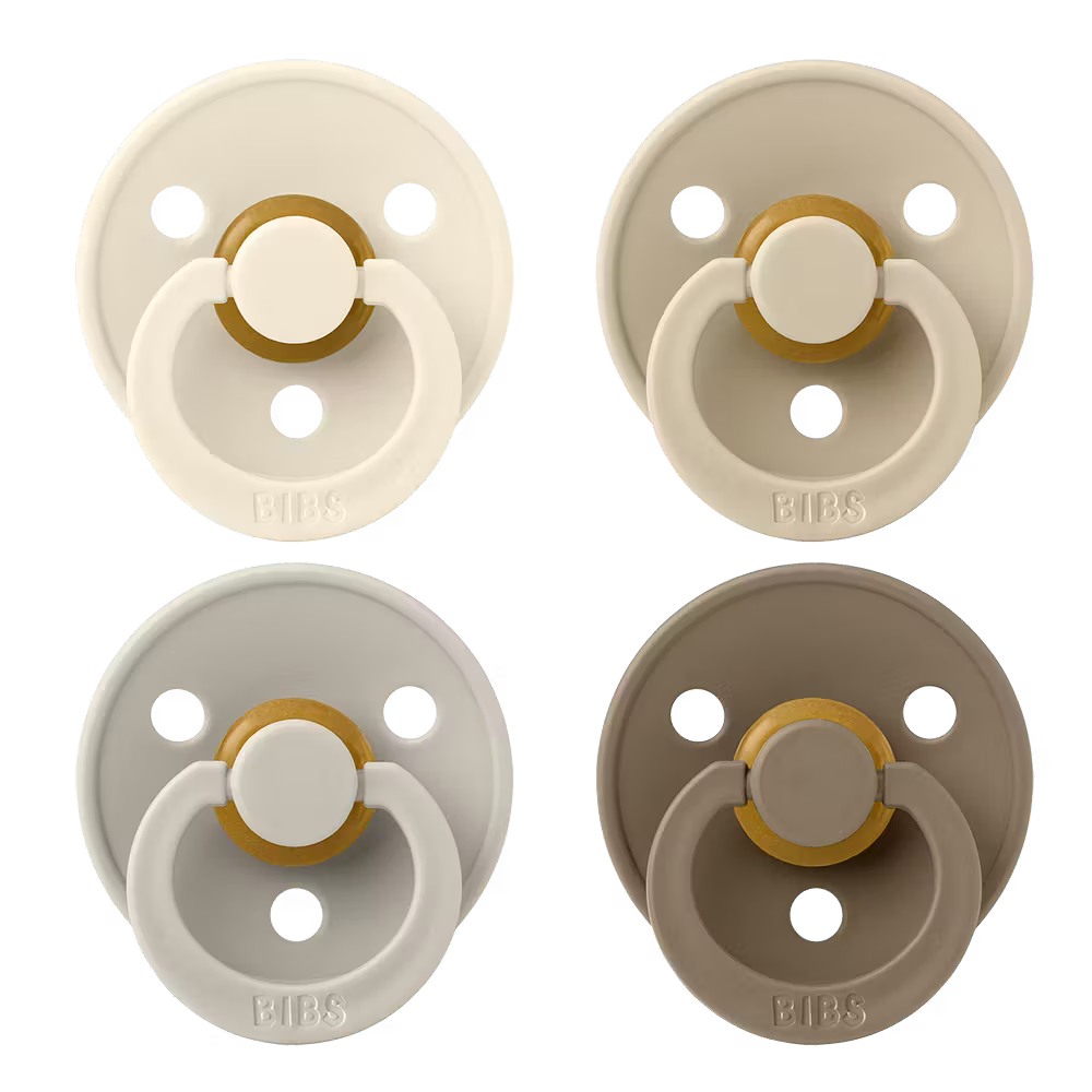 BIBS Colour Pacifiers 4 Pack | Ivory / Sand / Vanilla / Dark Oak
