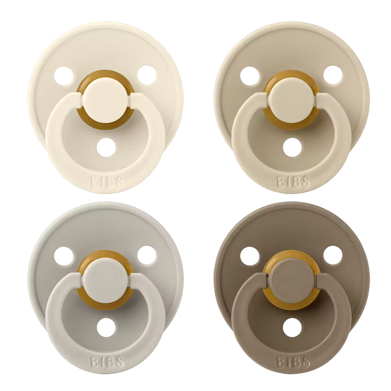 BIBS Colour Pacifiers 4 Pack | Ivory / Sand / Vanilla / Dark Oak