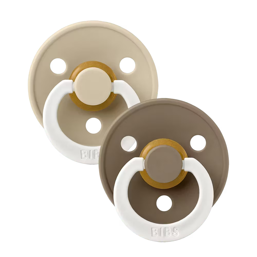 BIBS Colour GLOW Pacifiers 2 Pack | Vanilla / Dark Oak