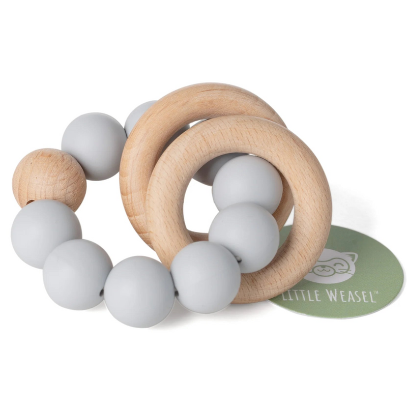 Teether Ring with Beads & Beachwood