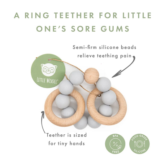 Teether Ring with Beads & Beachwood