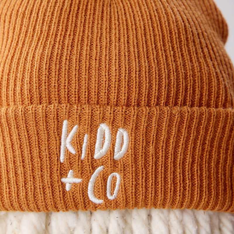 Knit Beanies | Brown & Cream