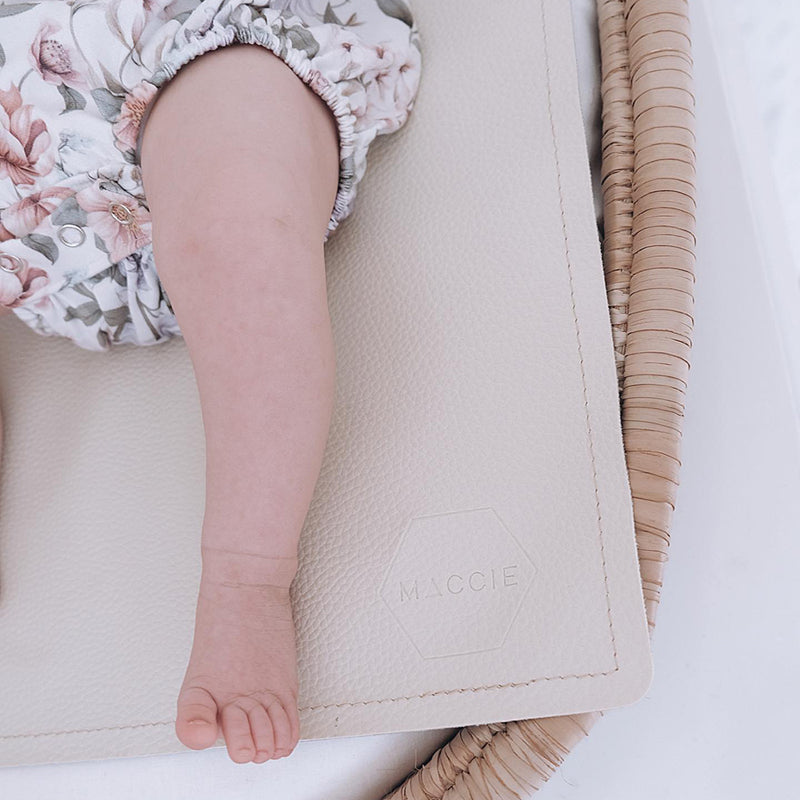 Vegan Leather Baby Changing Mat | Cream