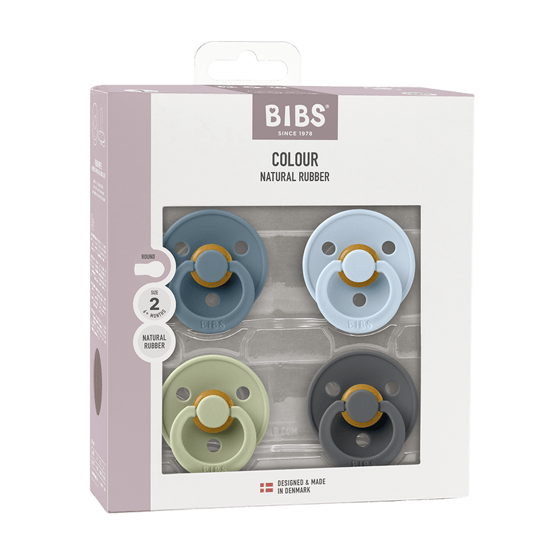 BIBS Colour Pacifiers 4 Pack | Petrol / Sage / Baby Blue / Iron