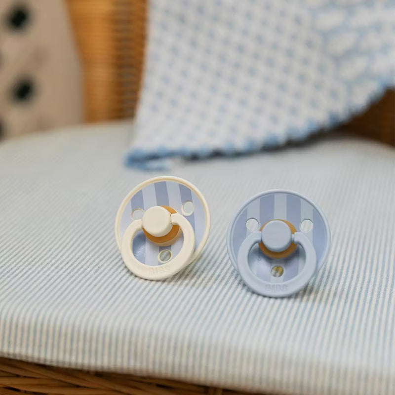 BIBS STUDIO Colour Pacifiers 2 Pack Block | Baby Blue / Dusty Blue mix
