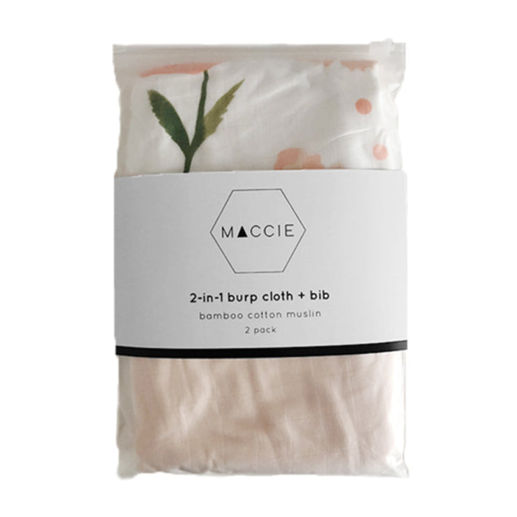 2-in-1 Burp Cloth + Bibs | Blush & Poppy Set