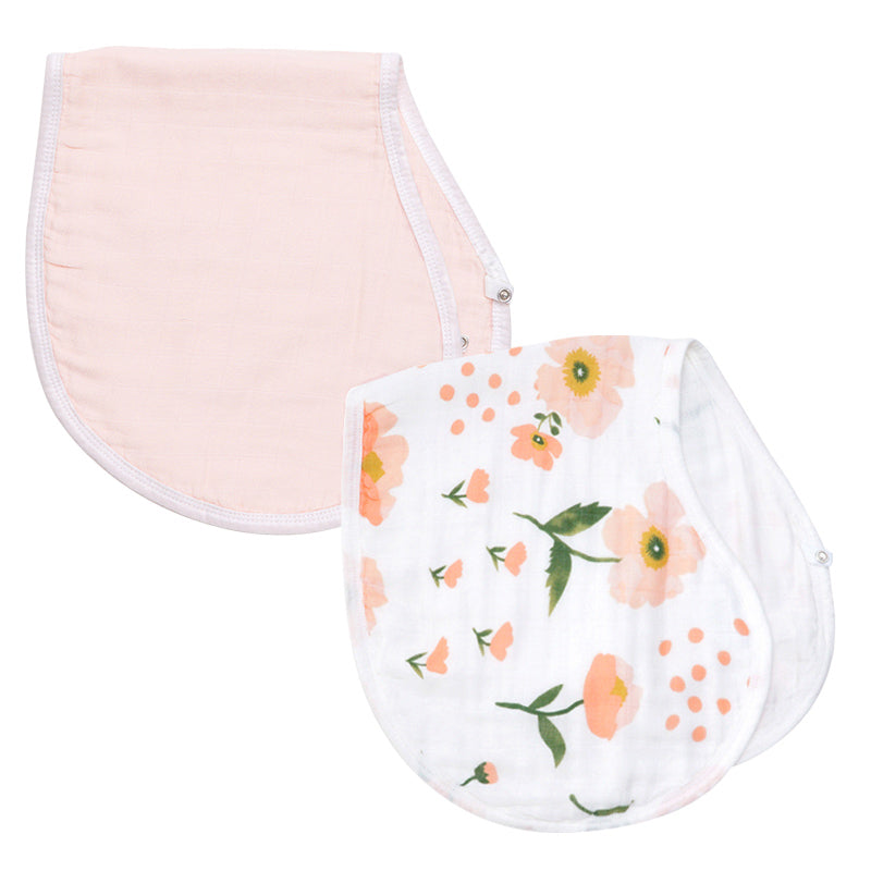 2-in-1 Burp Cloth + Bibs | Blush & Poppy Set