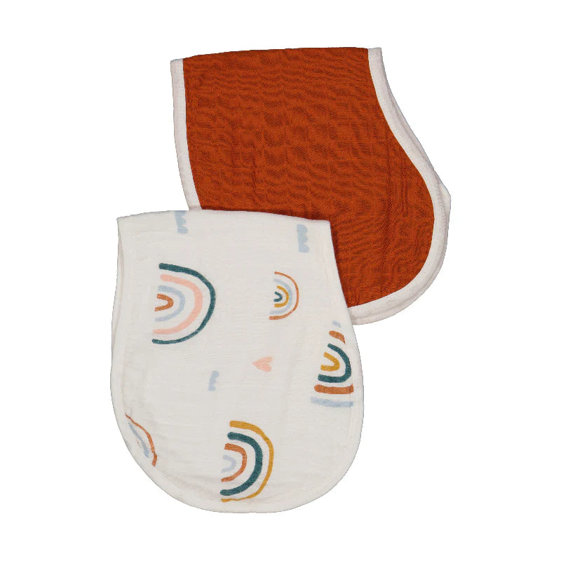 2-in-1 Burp Cloth + Bibs | Rainbow + Rust
