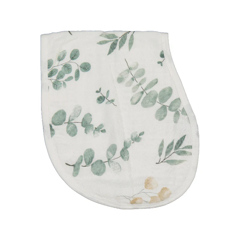 2-in-1 Burp Cloth + Bibs | Green Leaves + White