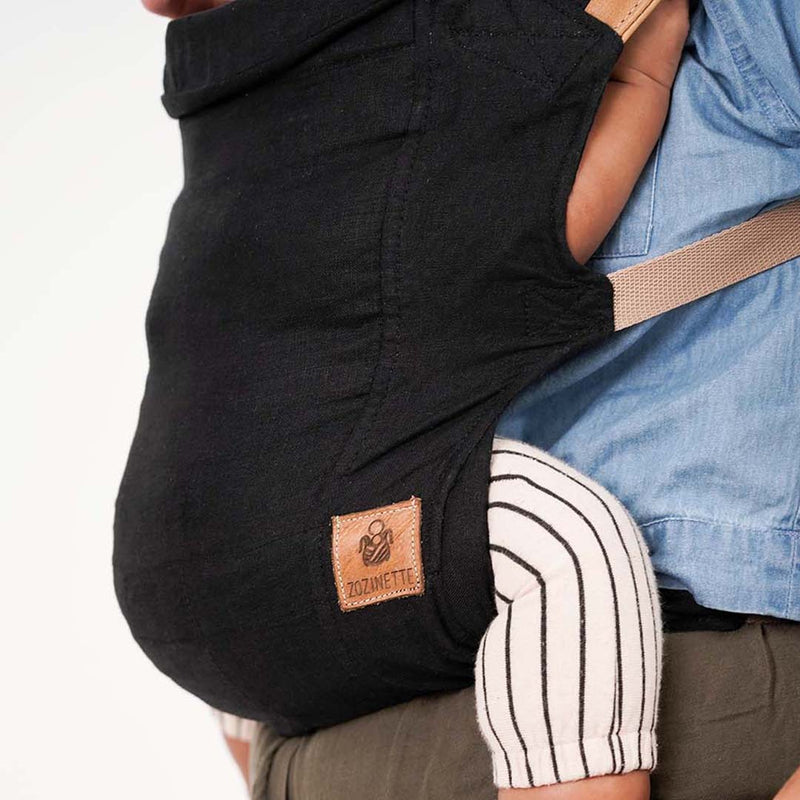 CLASSIC CARRY - Black Linen & Toffee Leather