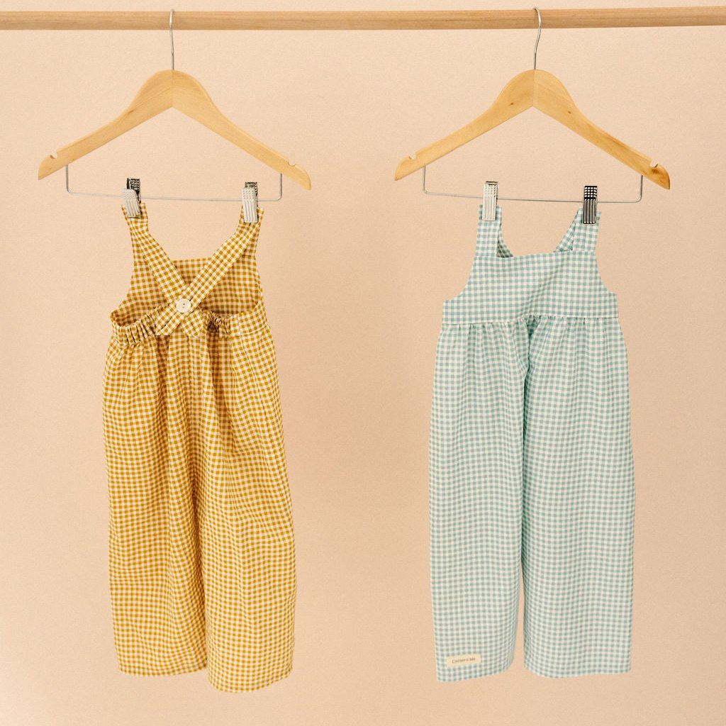 Gingham Romper Plain - Mustard