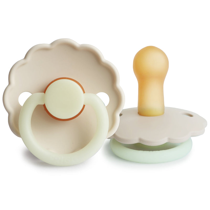 FRIGG Daisy Night - Round Latex Pacifier - Cream