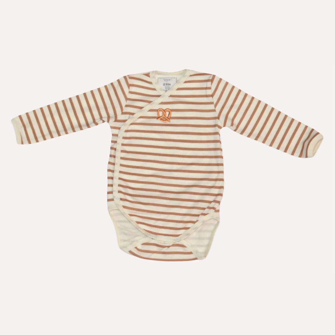 Striped Long Sleeve Embroidered Romper