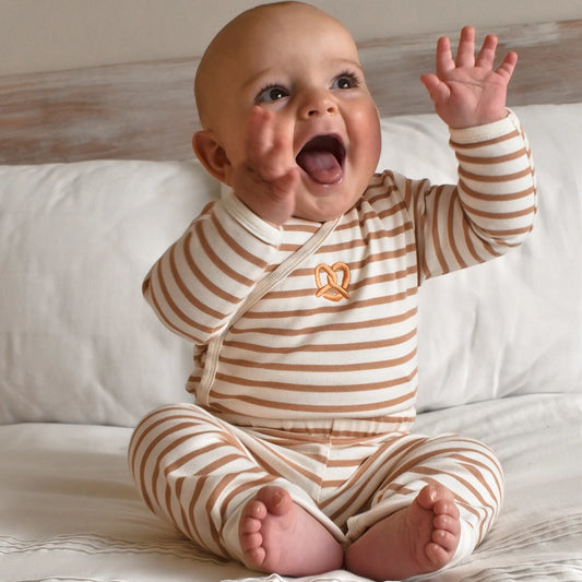 Striped Long Sleeve Embroidered Romper