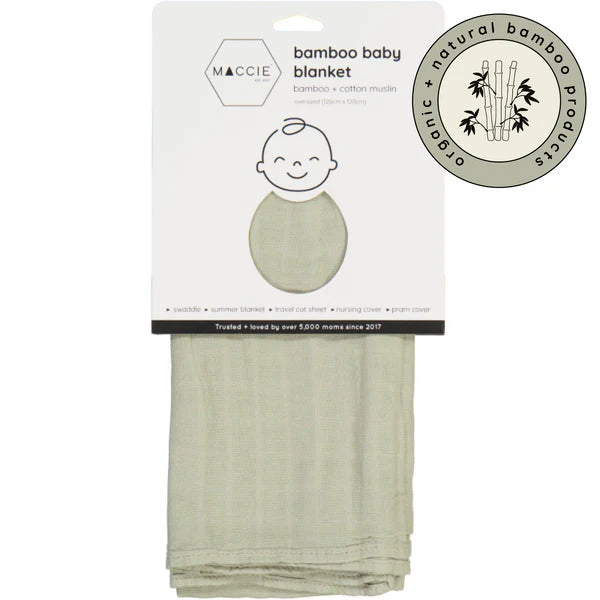Bamboo Muslin Swaddle Baby Blanket | Sage Green