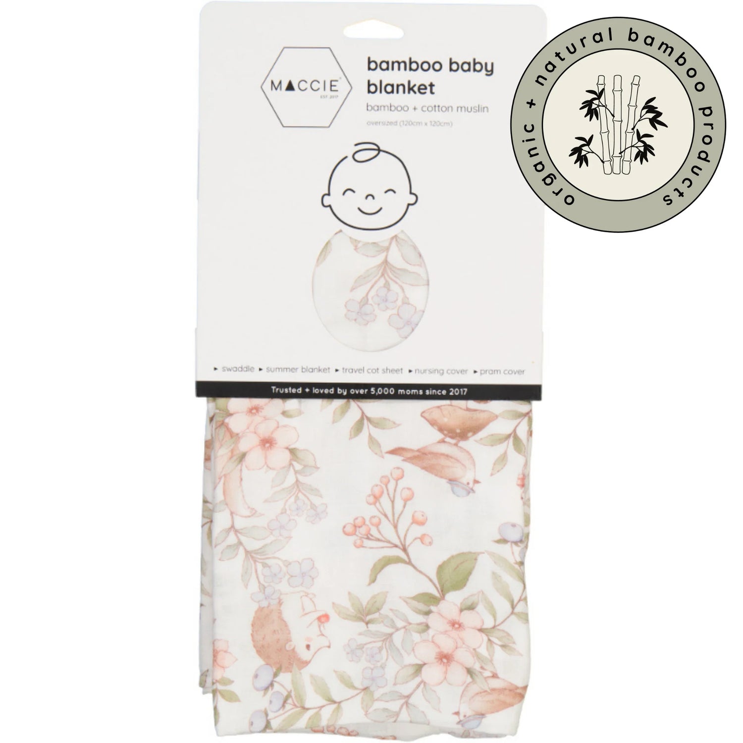 Bamboo Muslin Swaddle Baby Blanket | Secret Garden