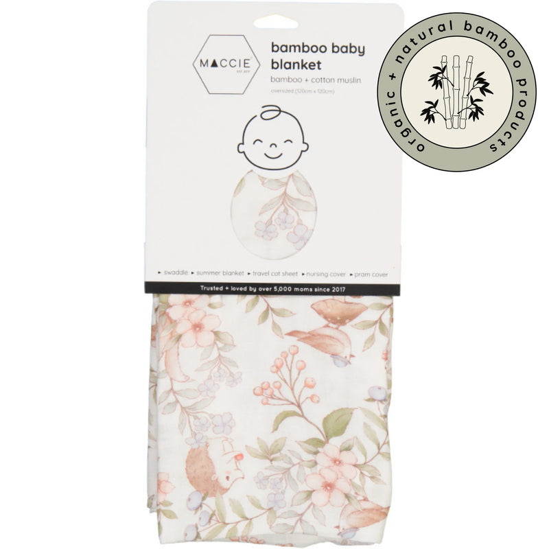 Bamboo Muslin Swaddle Baby Blanket | Secret Garden