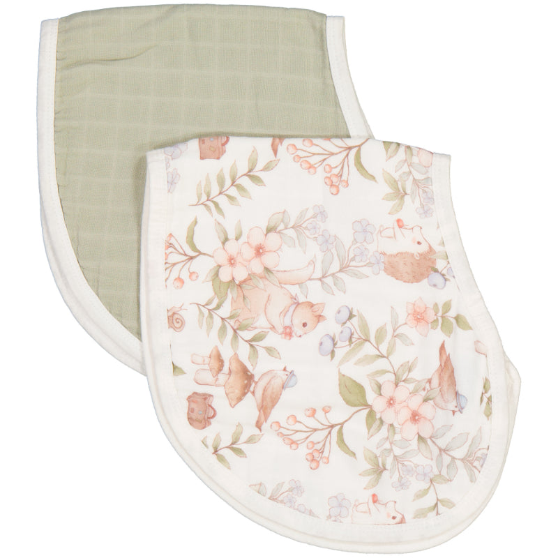 2-in-1 Burp Cloth + Bibs | Secret Garden + Sage