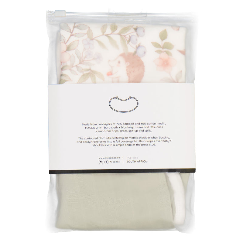 2-in-1 Burp Cloth + Bibs | Secret Garden + Sage