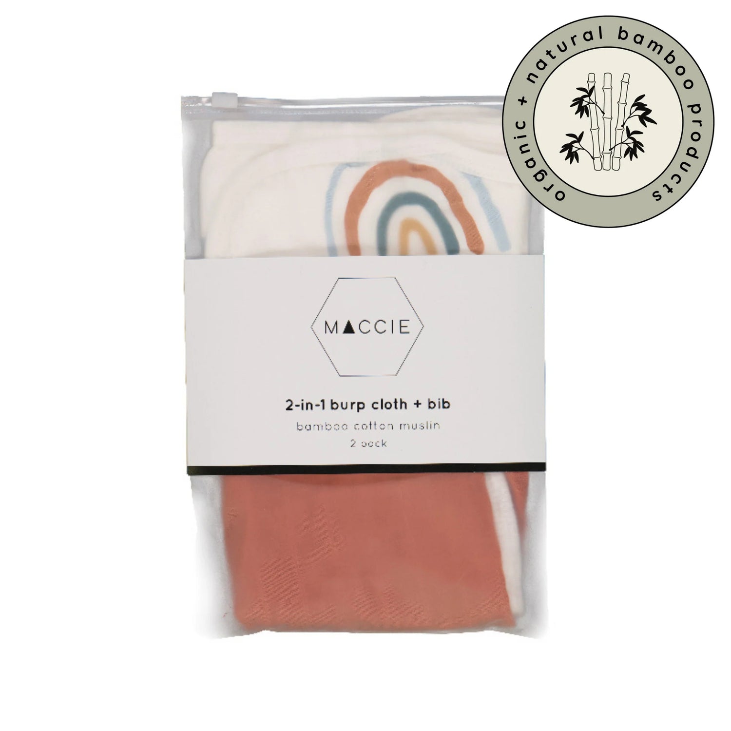 2-in-1 Burp Cloth + Bibs | Rainbow + Rust