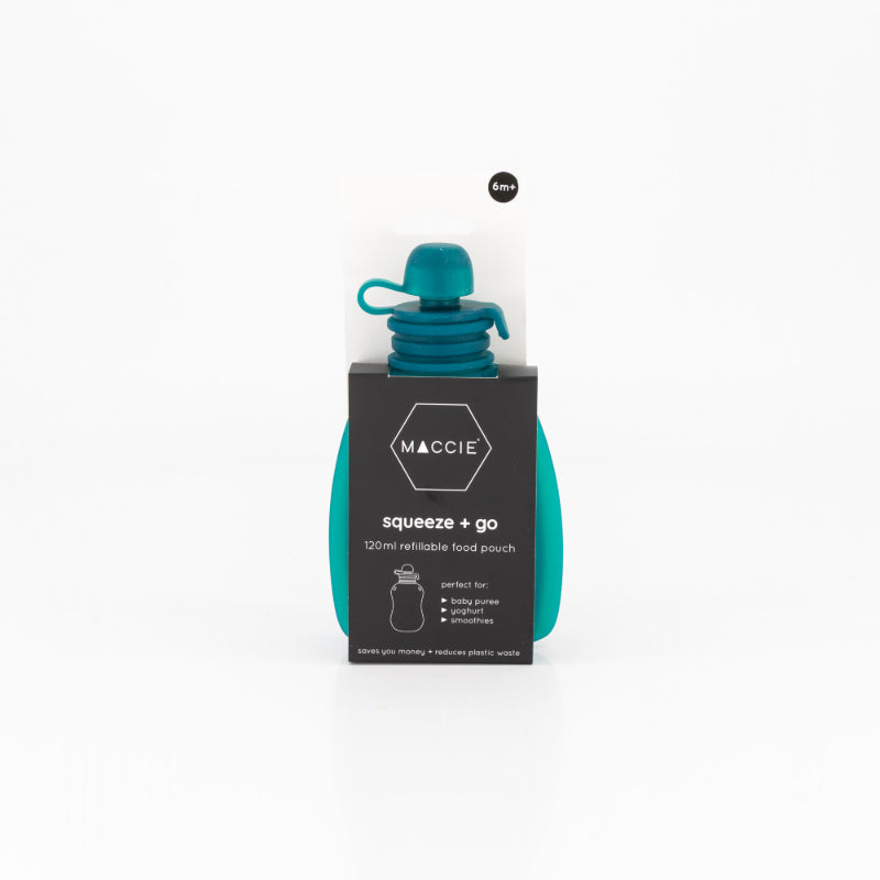 Squeeze + Go Refillable Food Pouches | Aqua Blue