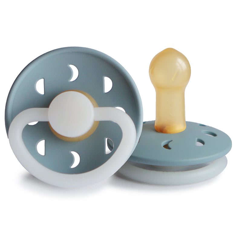 FRIGG Moon Night - Round Latex Pacifier - Stone Blue