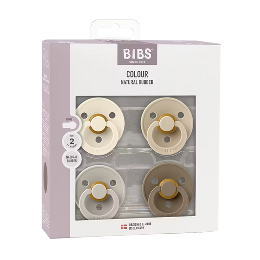 BIBS Colour Pacifiers 4 Pack | Ivory / Sand / Vanilla / Dark Oak