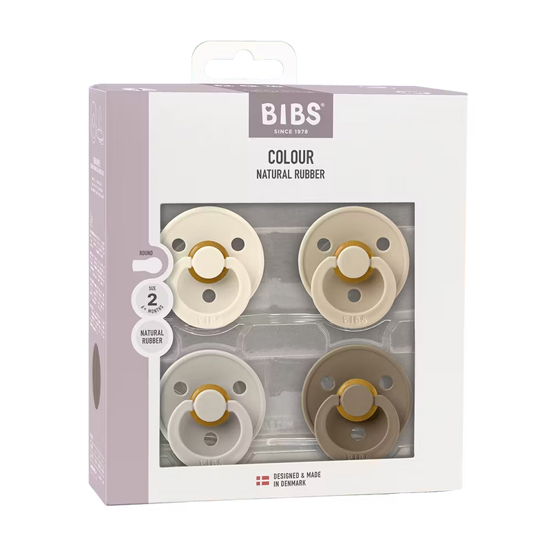 BIBS Colour Pacifiers 4 Pack | Ivory / Sand / Vanilla / Dark Oak