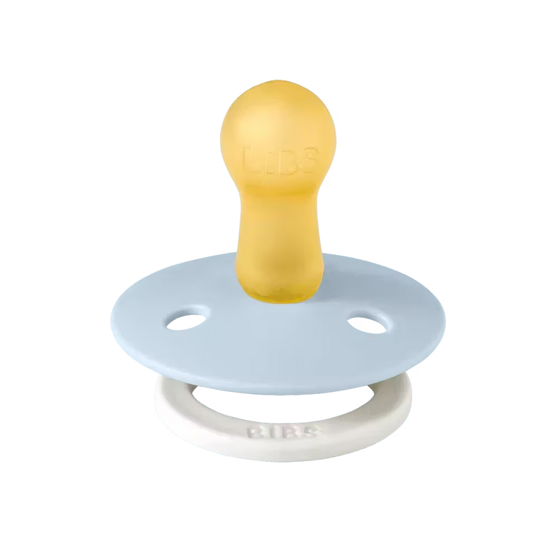 BIBS Colour GLOW Pacifiers 2 Pack | Iron / Baby Blue