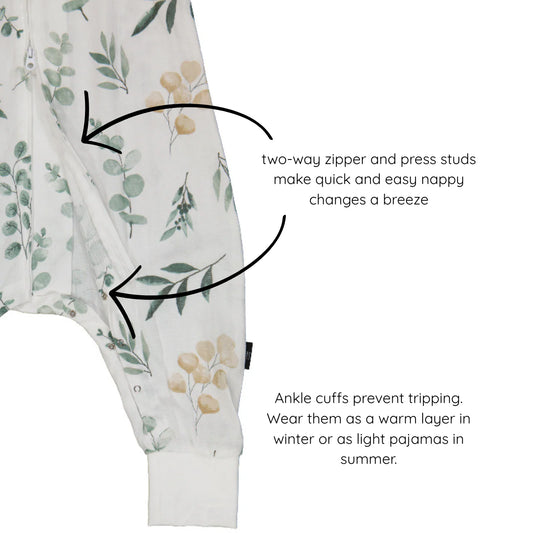 Bamboo Sleep Suit | Green Leaves