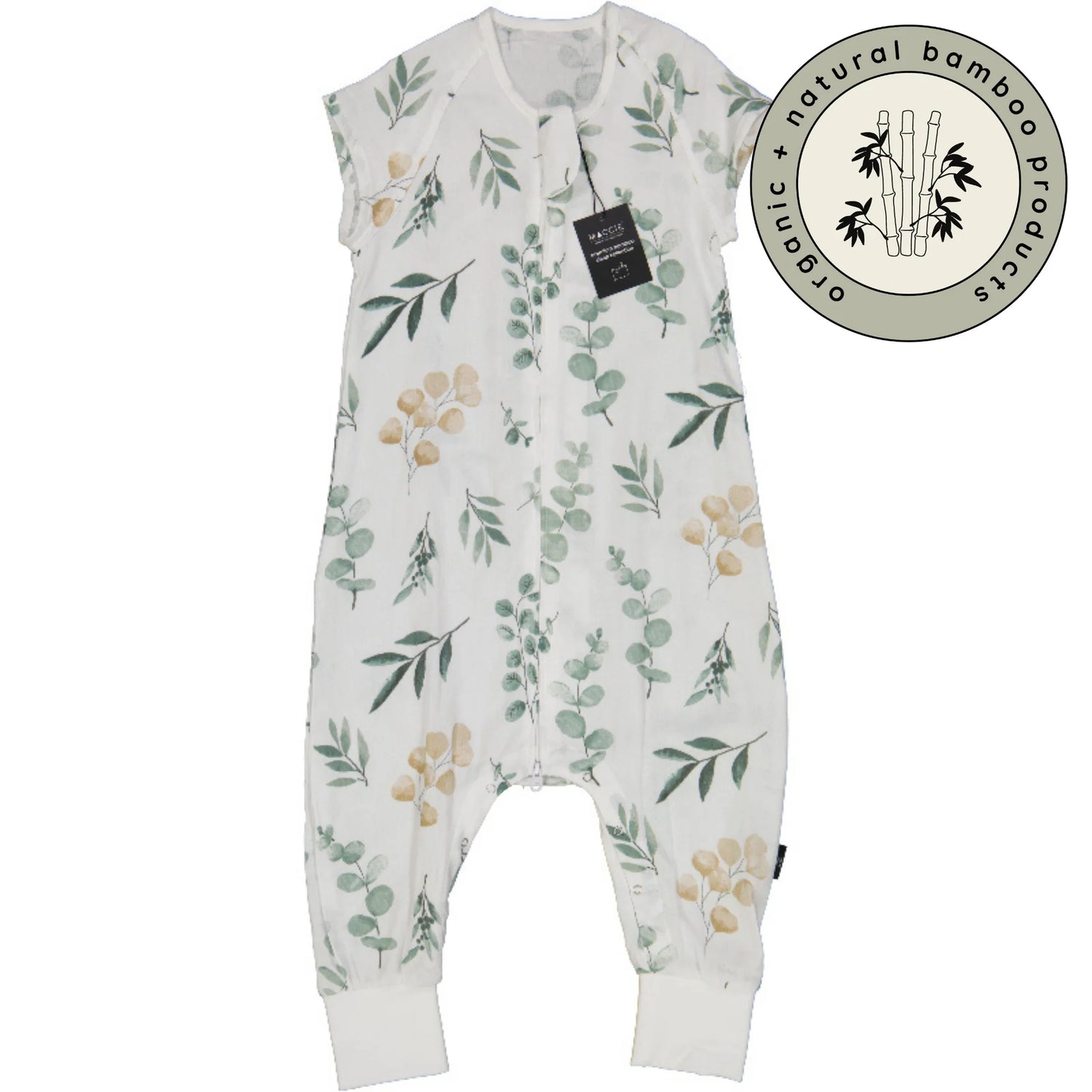 Bamboo Sleep Suit | Green Leaves