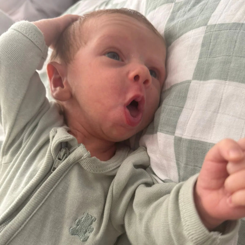 Bamboo Muslin Swaddle Baby Blanket | Sage Green Checkered