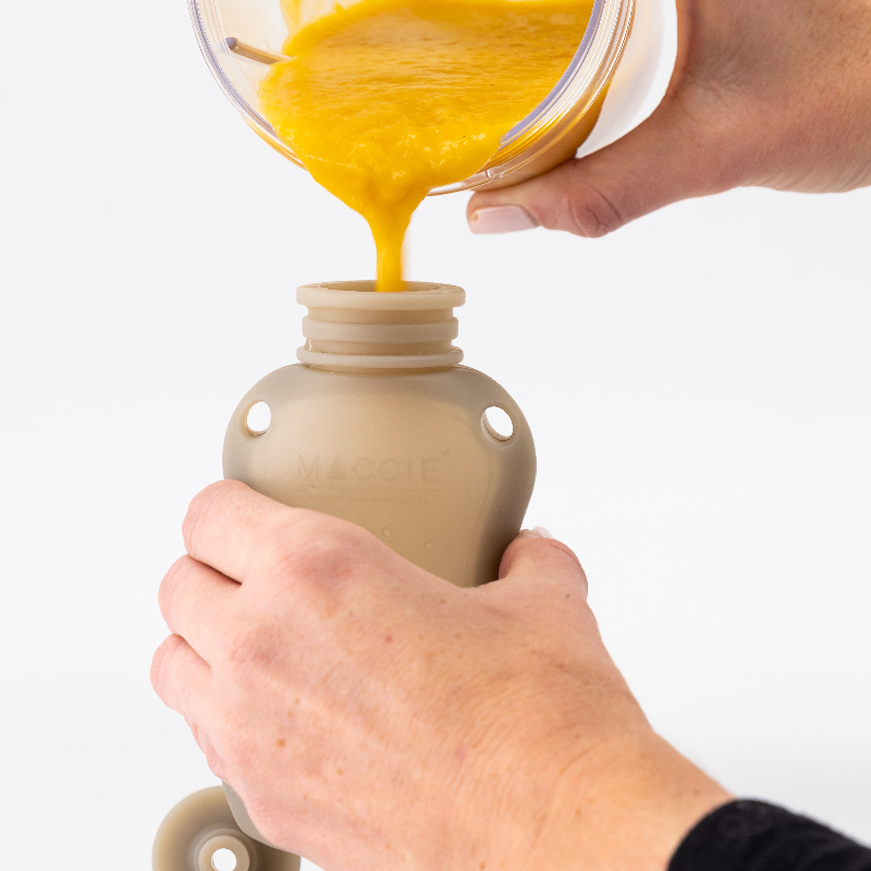 Squeeze + Go Refillable Food Pouches | Grey / Cream