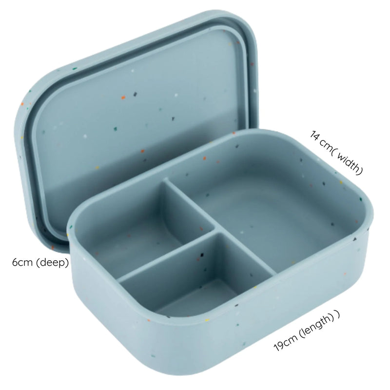 Munchmate Silicone Lunch Box (3 Compartments) | Baby Blue Speckles