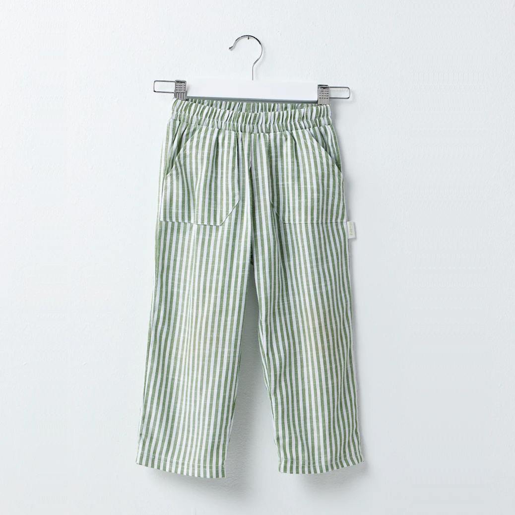 Stripe Linen Pants | Green